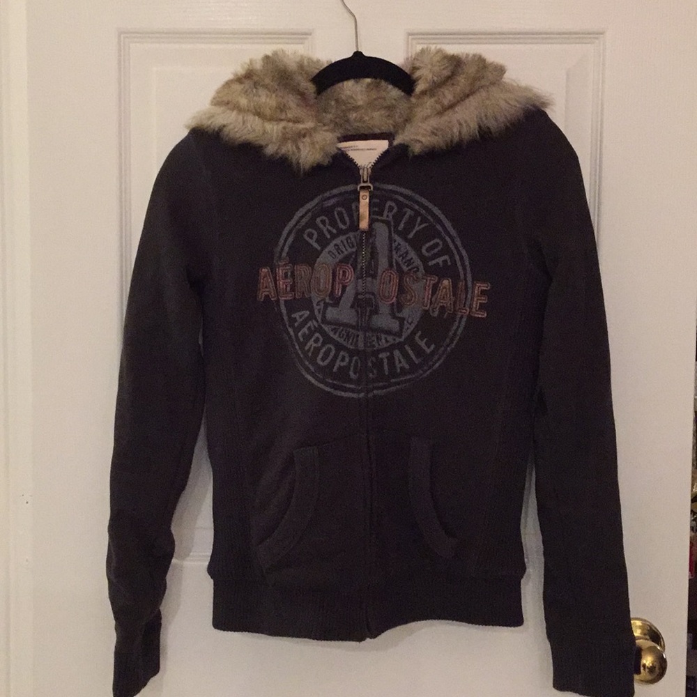 Aeropostale Fur Lined Hoodie full zip size small